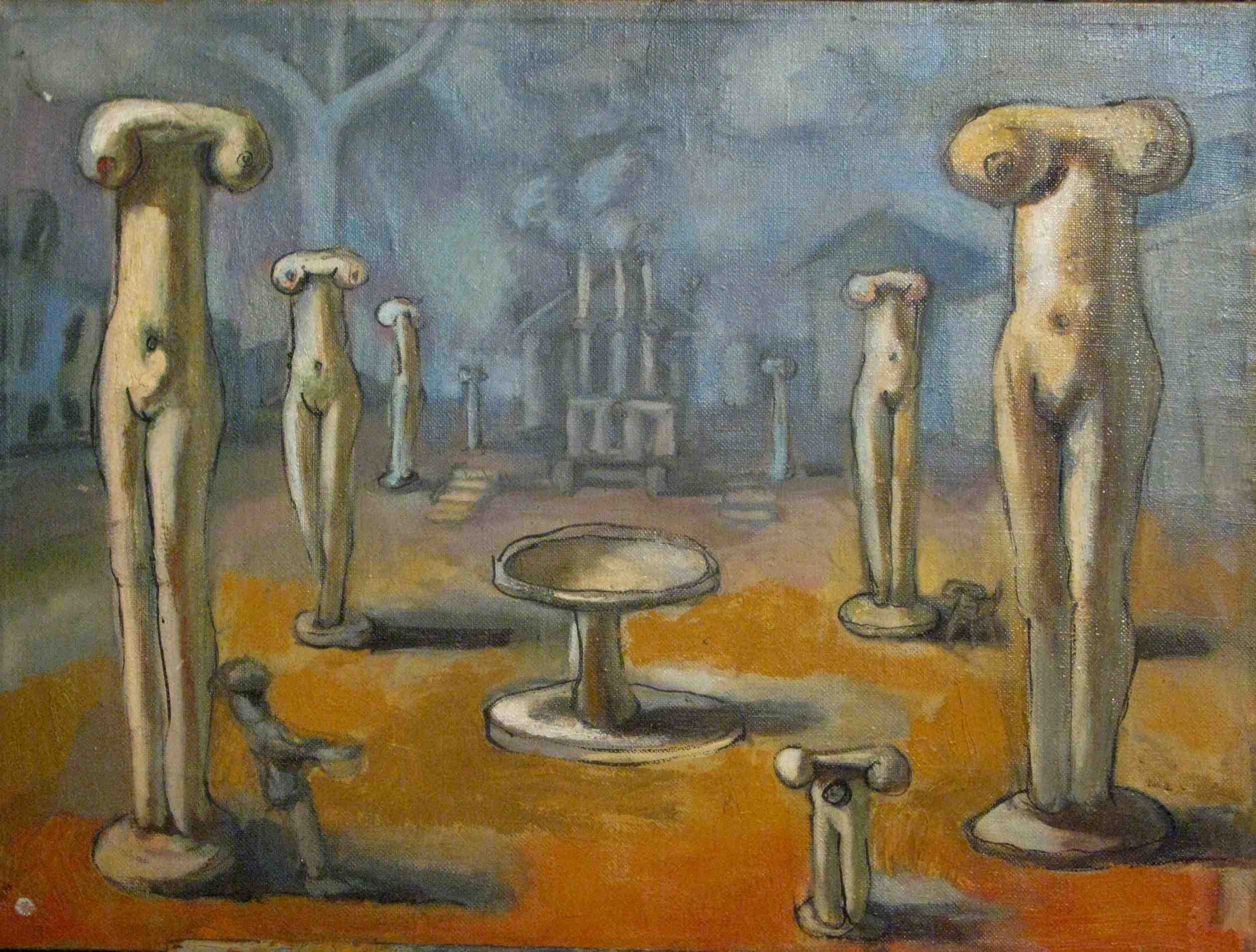 UNDRESSED GREEK COLUMNS oil/canvas /www.dags.lv