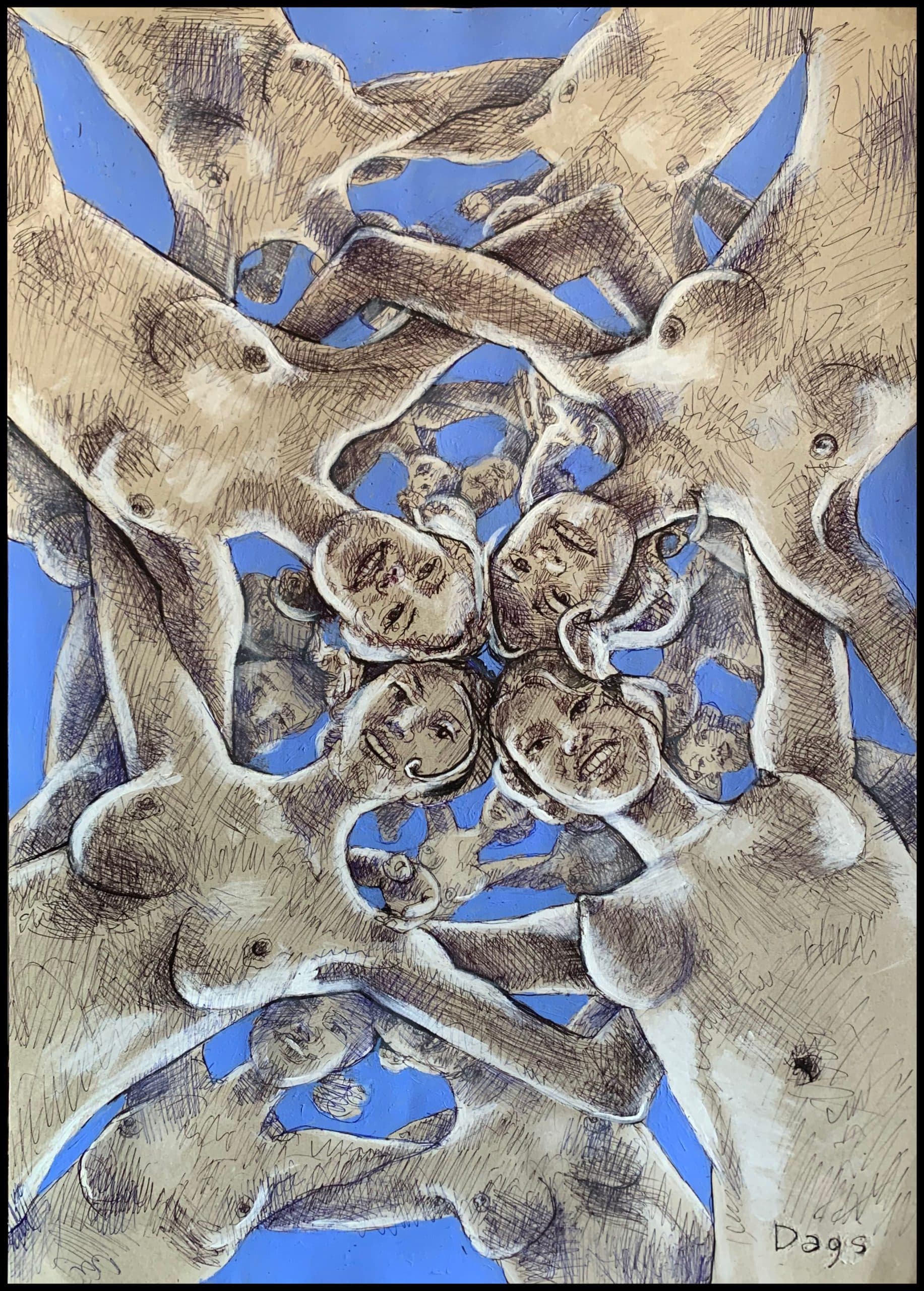 THE FIRST WHAT SEE AT BIRTH Rīga. ink / acrylic / paper 65x45 Dags ⓒ www.Dags.lv